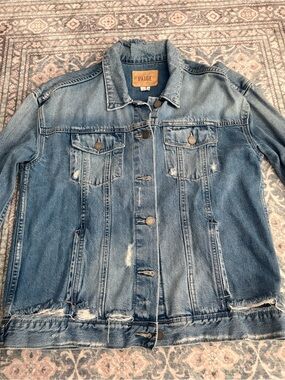 PAIGE Light Blue Distressed Denim Jacket